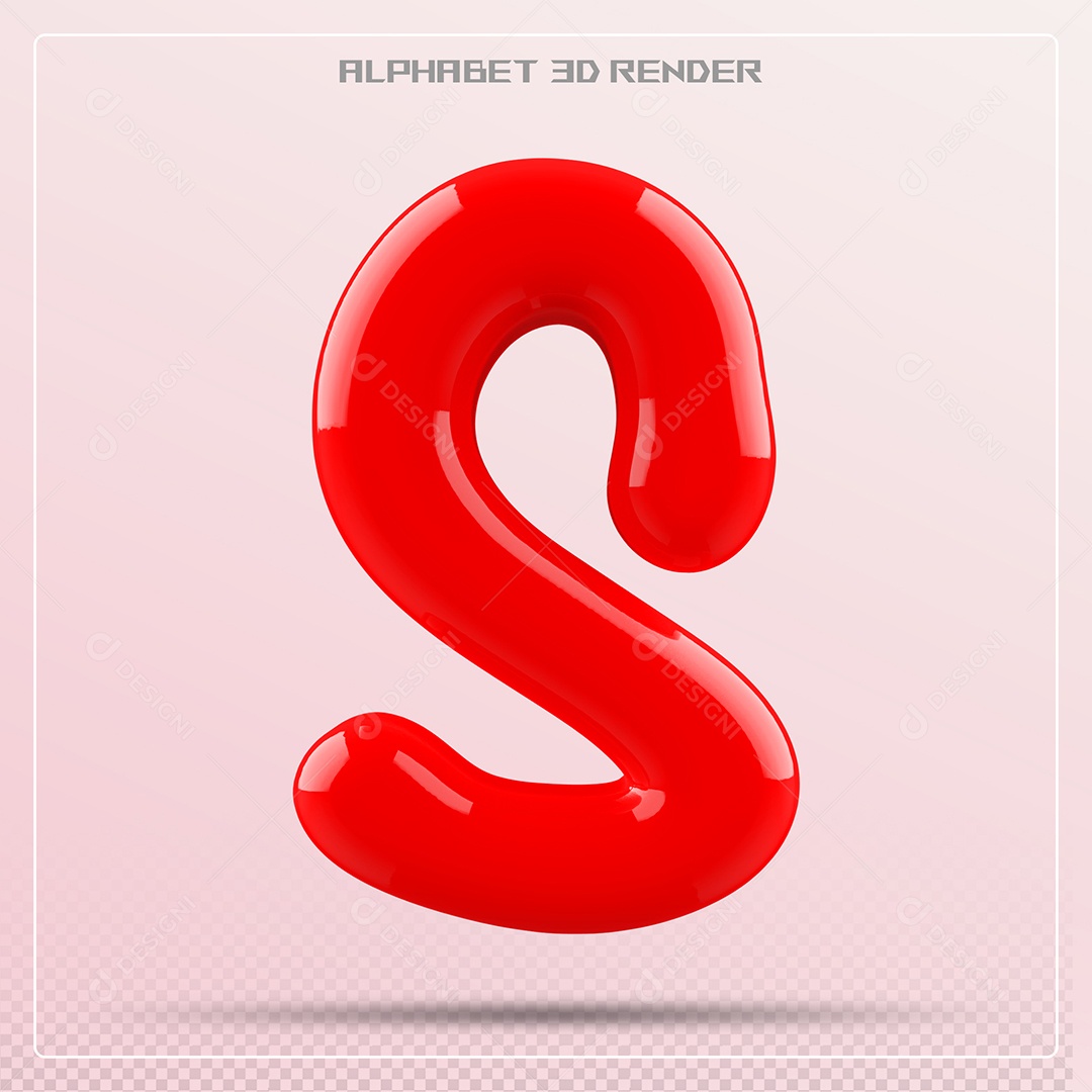 Letra Vermelha S Maiúscula Elemento 3D Para Composição PSD