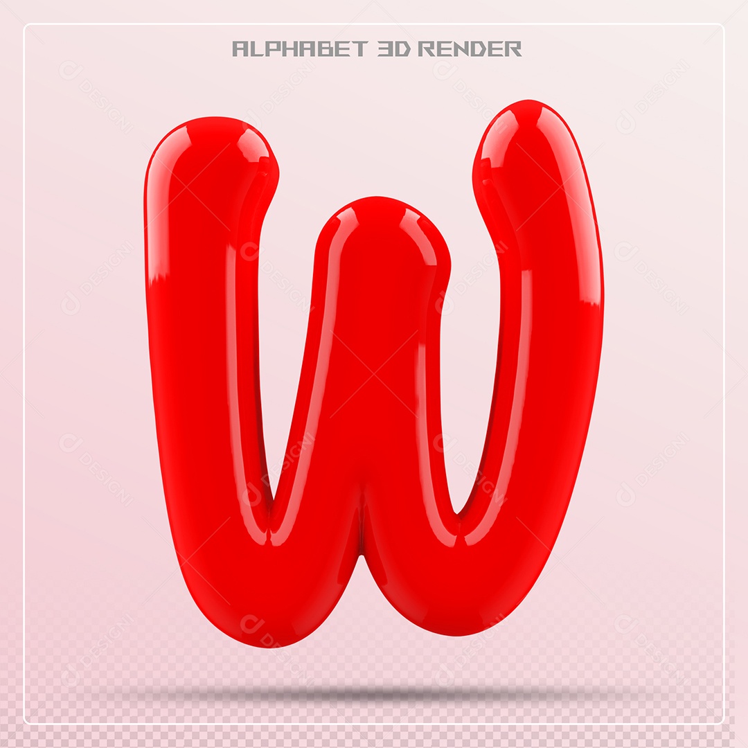 Letra Vermelha W Maiúscula Elemento 3D Para Composição PSD