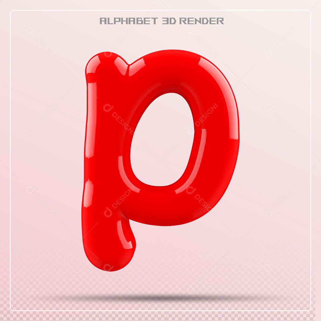 Letra Vermelha p Munúscula Elemento 3D Para Composição PSD