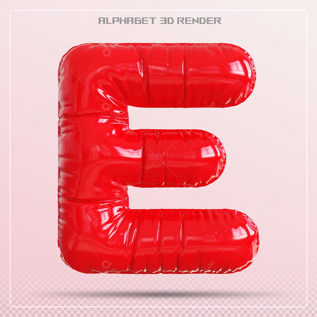 Balão Vermelho Letra E Maiúscula Elemento 3D Para Composição PSD