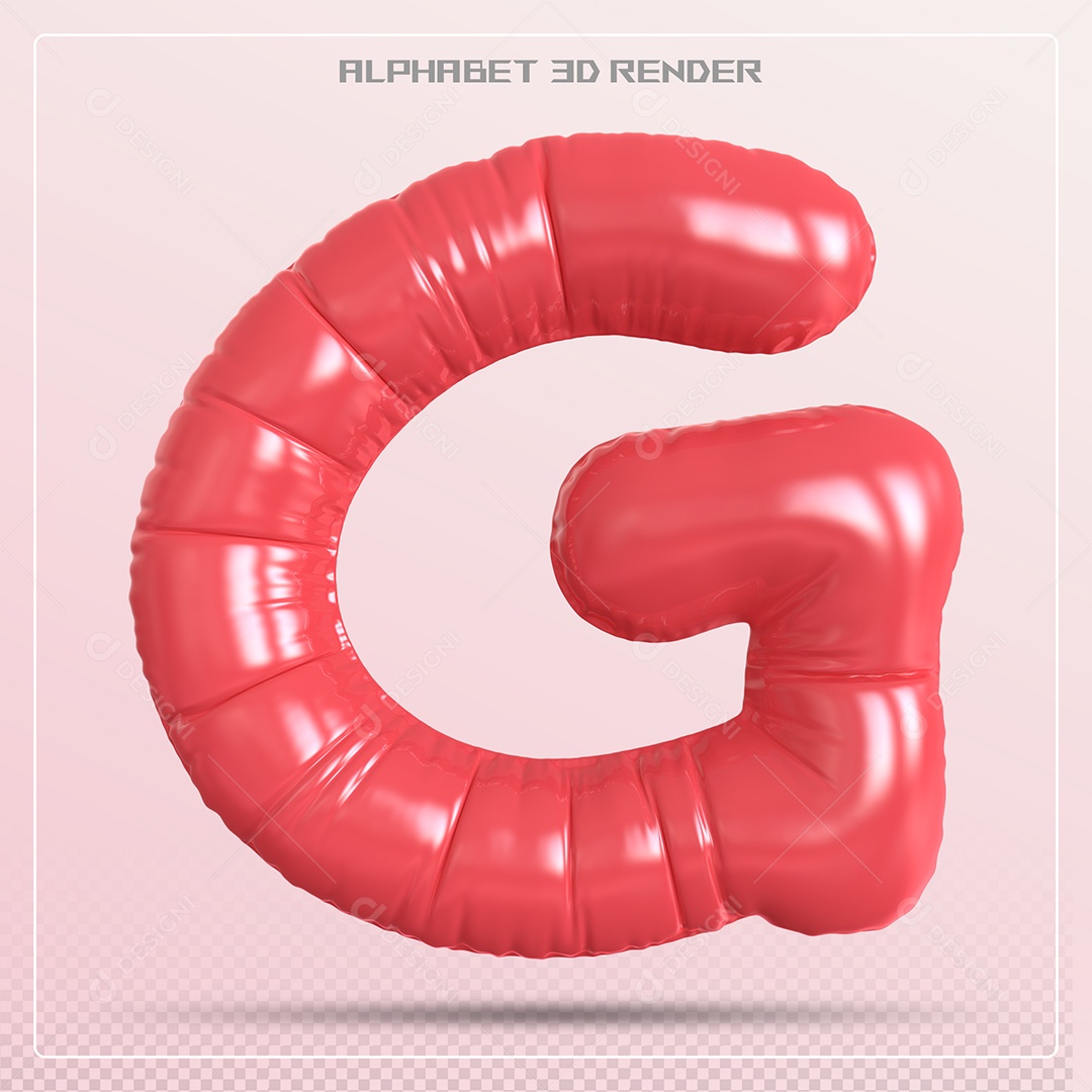 Balão Vermelho Letra G Maiúscula Elemento 3D Para Composição PSD