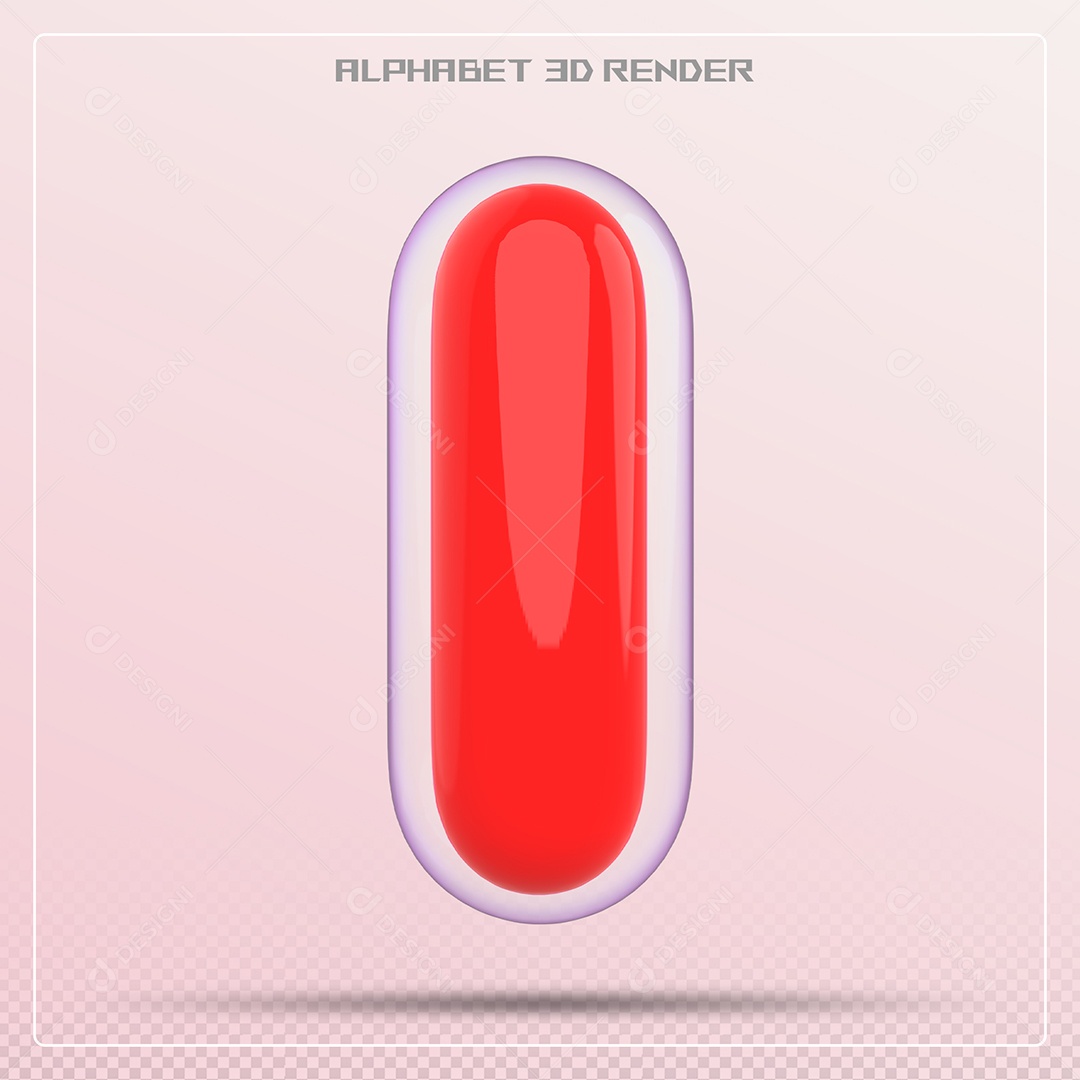 Balão Vermelho Letra I Maiúscula Elemento 3D Para Composição PSD