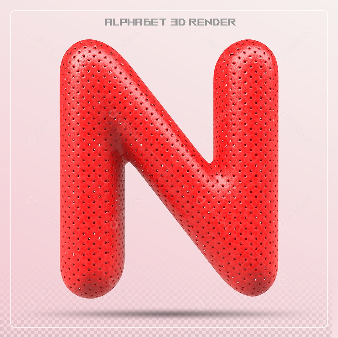 Balão Vermelho Letra N Maiúscula Elemento 3D Para Composição PSD