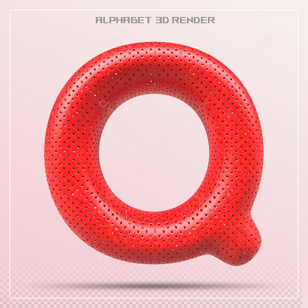 Balão Vermelho Letra Q Maiúscula Elemento 3D Para Composição PSD