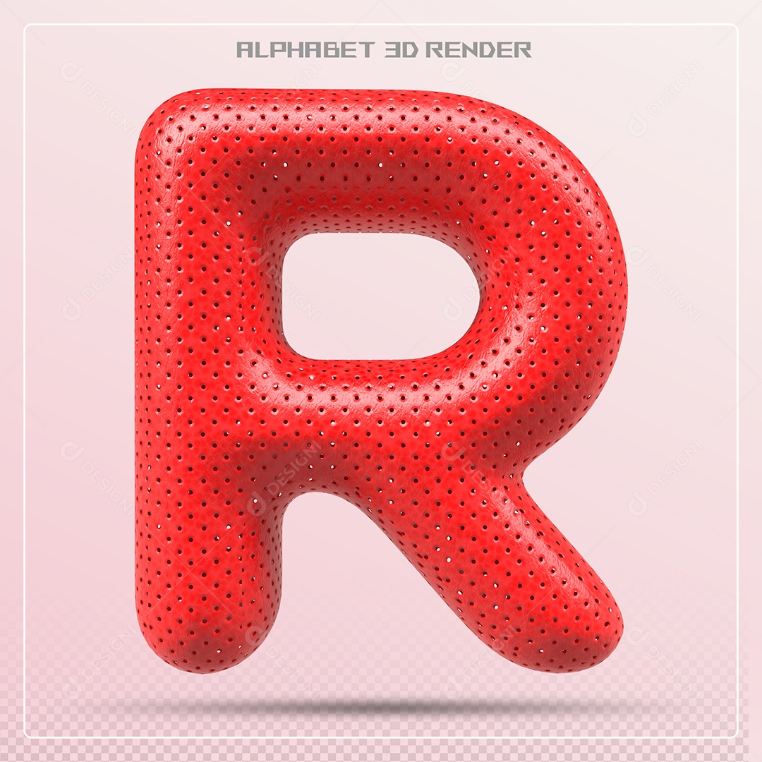 Balão Vermelho Letra R Maiúscula Elemento 3D Para Composição PSD