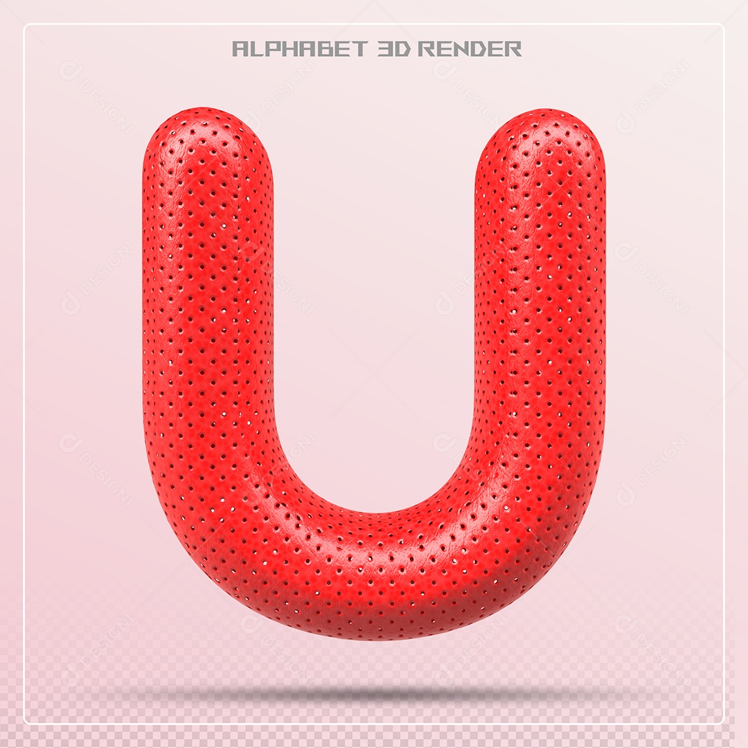 Balão Vermelho Letra U Maiúscula Elemento 3D Para Composição PSD