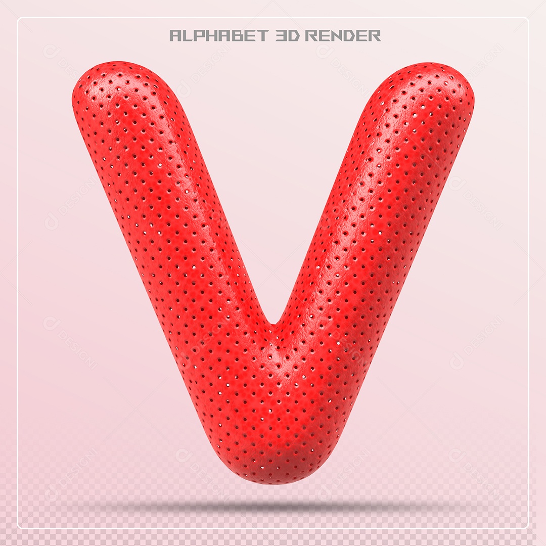 Balão Vermelho Letra V Maiúscula Elemento 3D Para Composição PSD