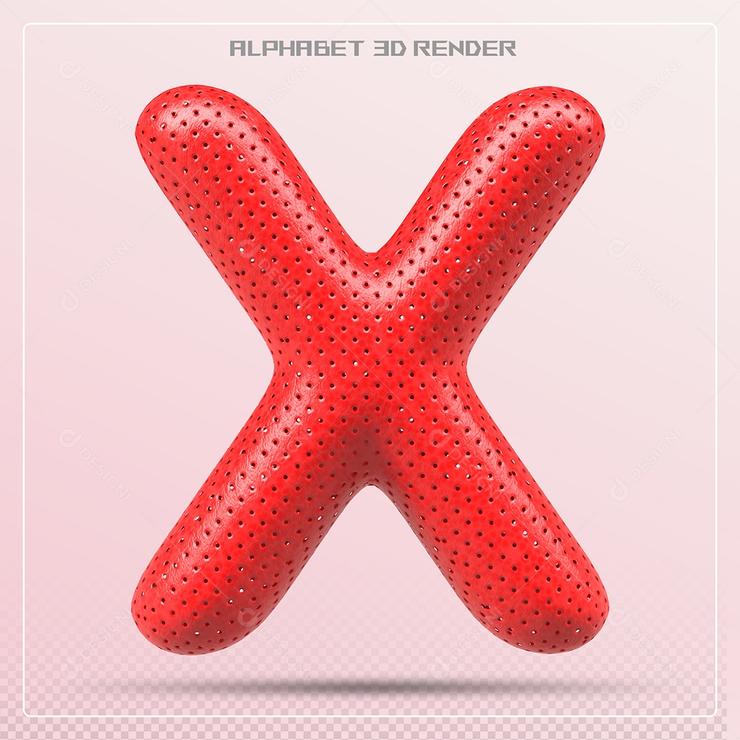 Balão Vermelho Letra X Maiúscula Elemento 3D Para Composição PSD