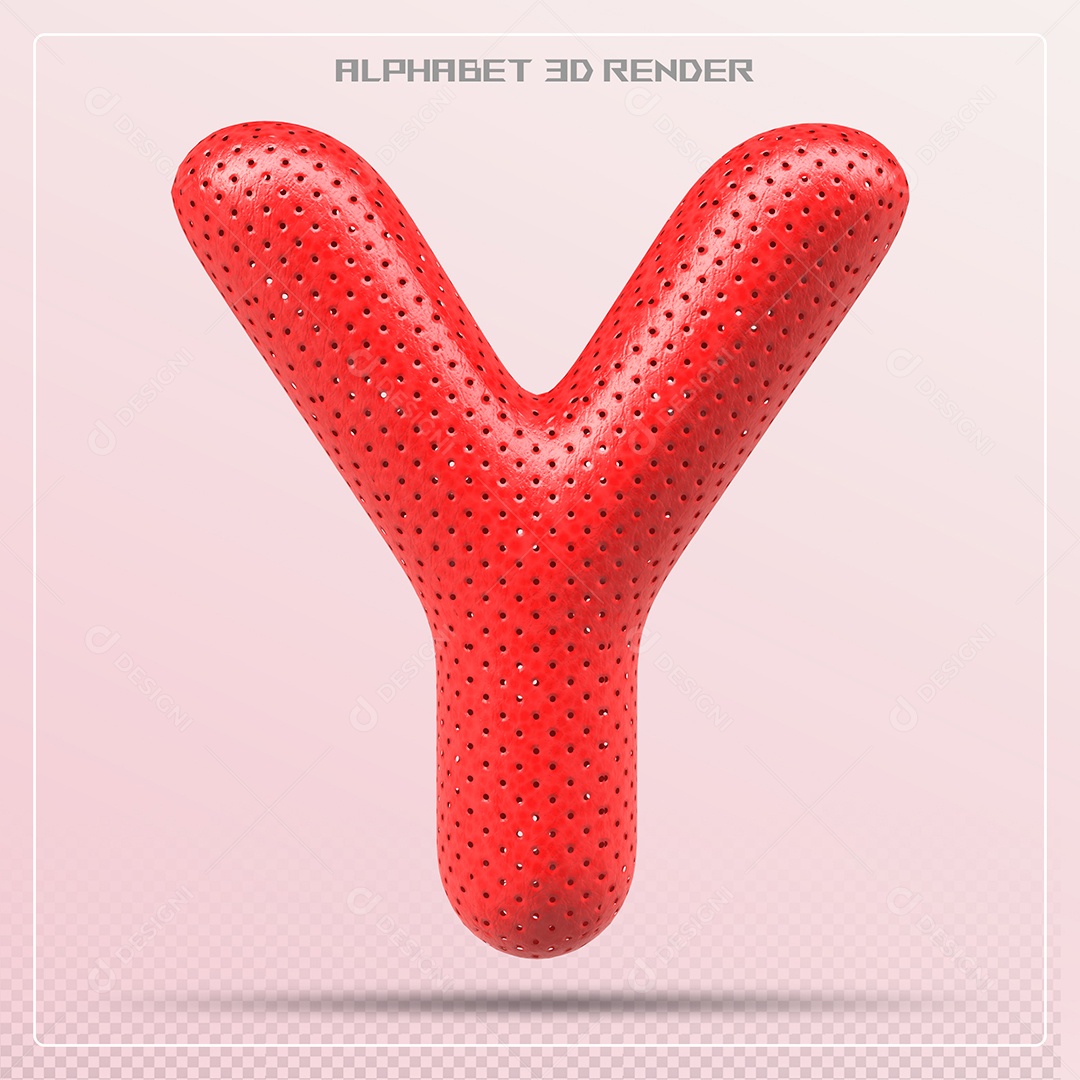 Balão Vermelho Letra Y Maiúscula Elemento 3D Para Composição PSD