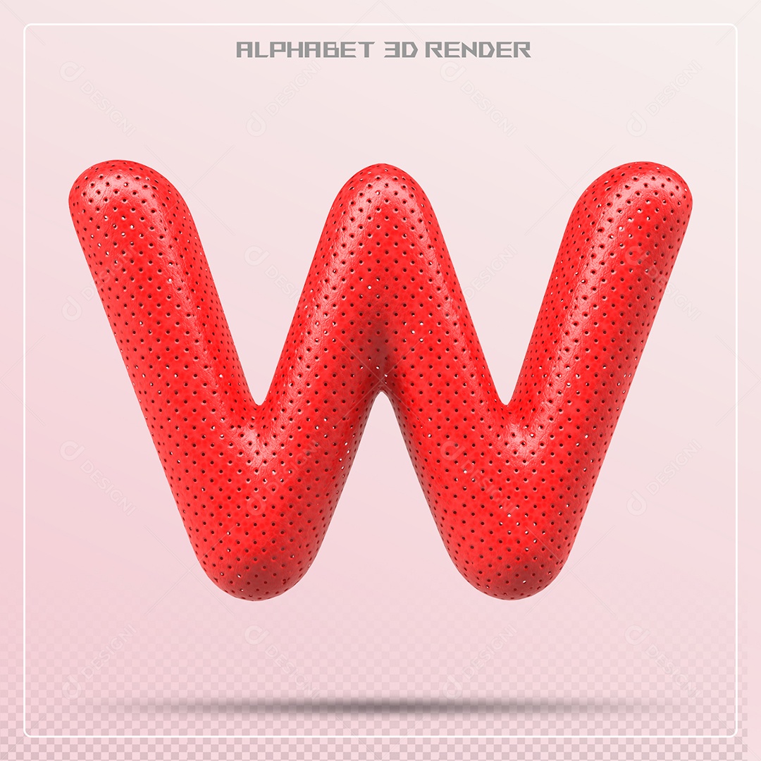 Balão Vermelho Letra W Maiúscula Elemento 3D Para Composição PSD
