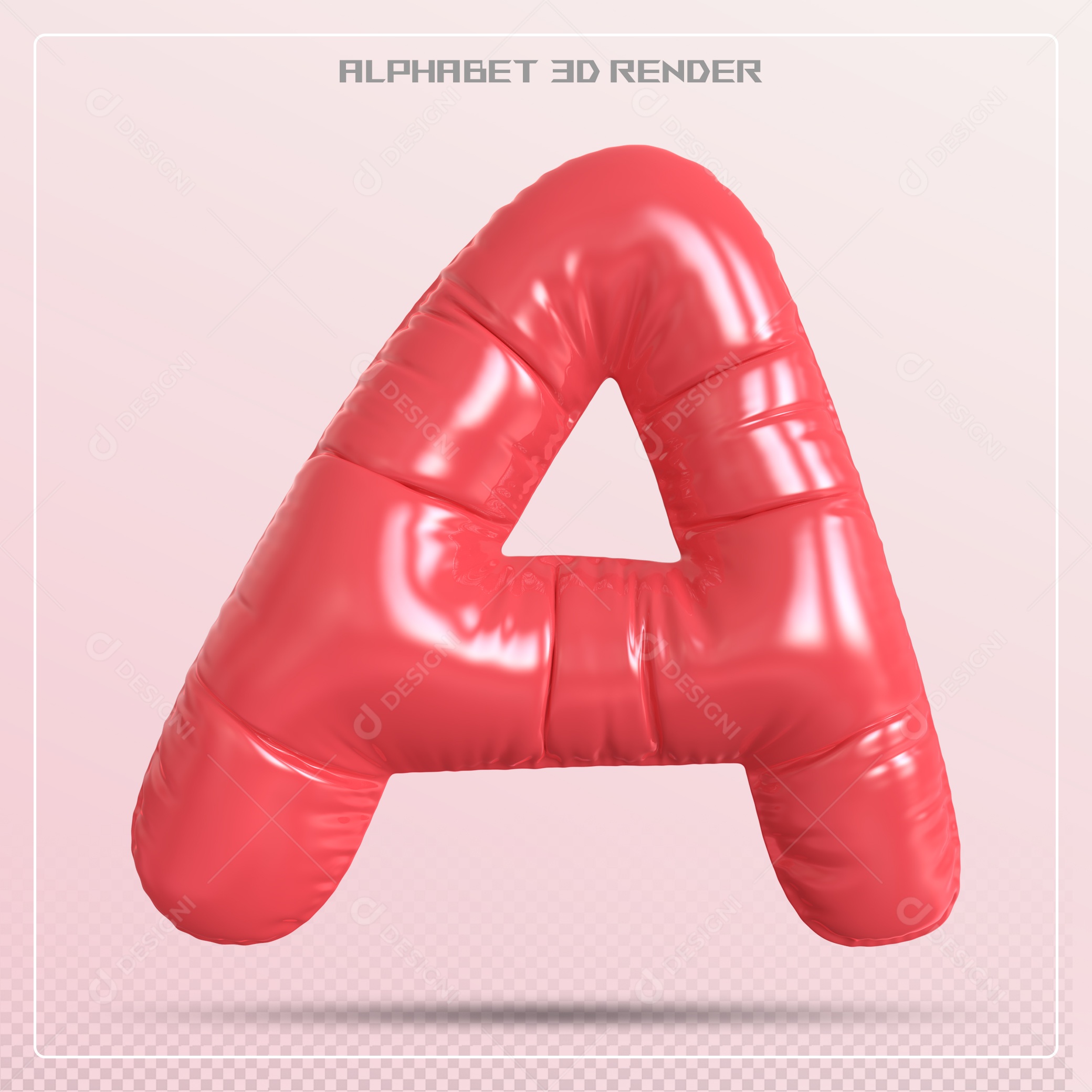 Balão Vermelho Letra A Maiúscula Elemento 3D Para Composição PSD