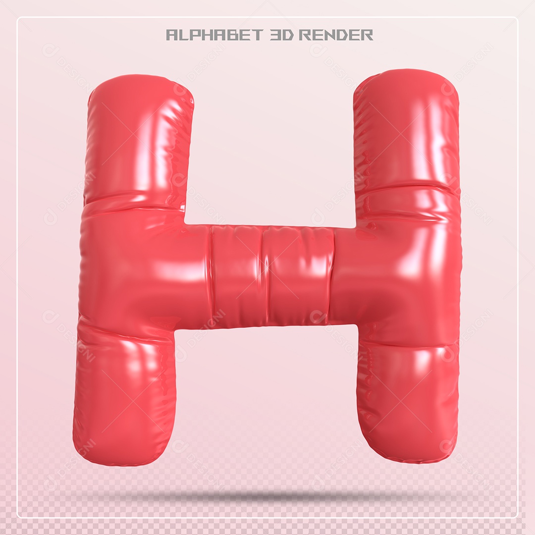 Balão Vermelho Letra H Maiúscula Elemento 3D Para Composição PSD