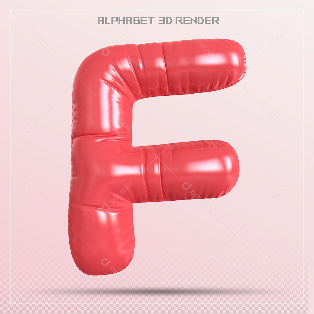 Balão Vermelho Letra F Maiúscula Elemento 3D Para Composição PSD