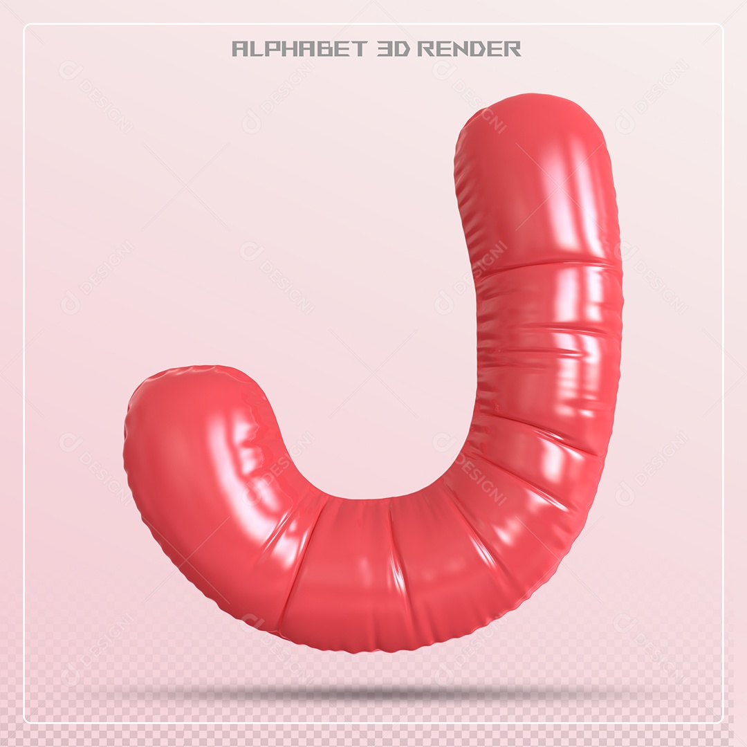 Balão Vermelho Letra J Maiúscula Elemento 3D Para Composição PSD