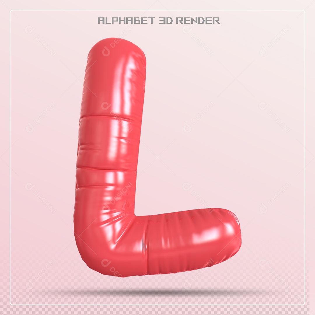 Balão Vermelho Letra L Maiúscula Elemento 3D Para Composição PSD