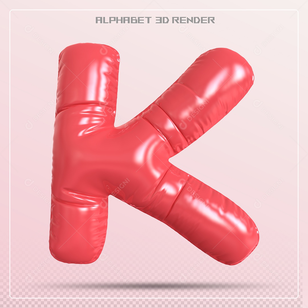 Balão Vermelho Letra K Maiúscula Elemento 3D Para Composição PSD