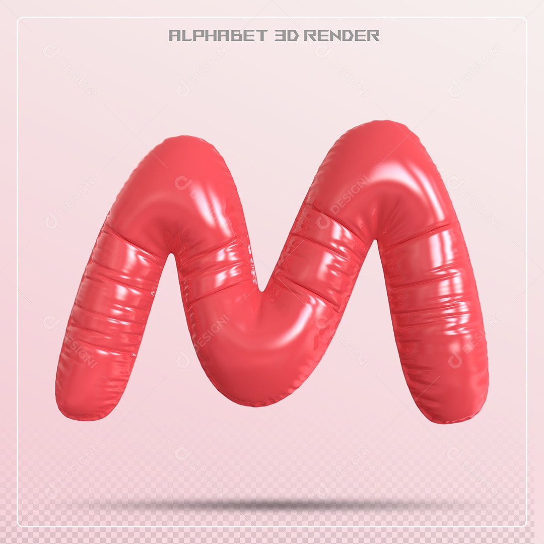 Balão Vermelho Letra M Maiúscula Elemento 3D Para Composição PSD