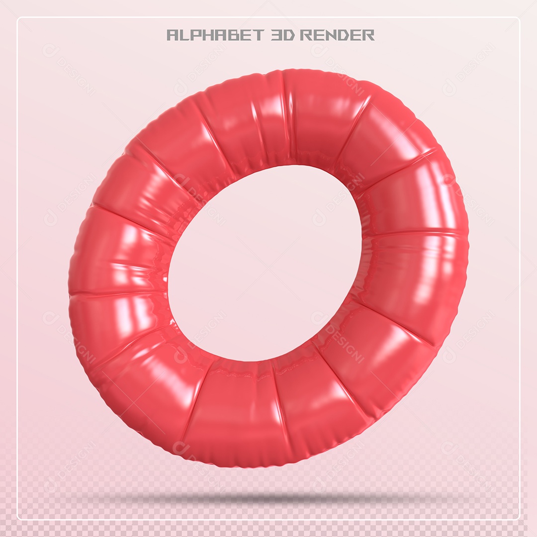 Balão Vermelho Letra O Maiúscula Elemento 3D Para Composição PSD
