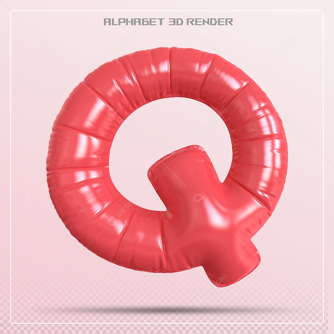 Balão Vermelho Letra Q Maiúscula Elemento 3D Para Composição PSD