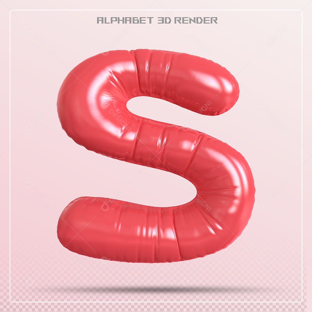 Balão Vermelho Letra S Maiúscula Elemento 3D Para Composição PSD