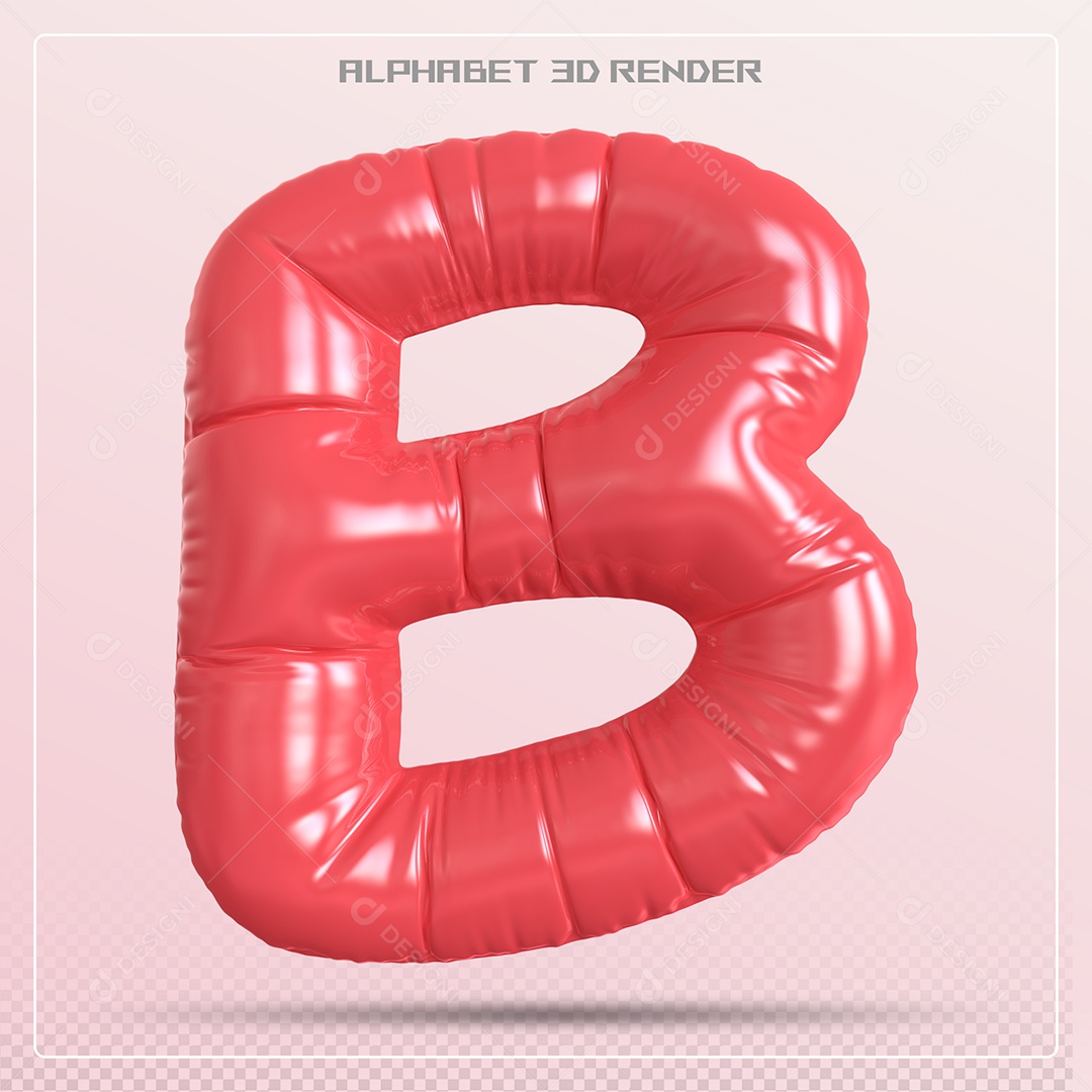 Balão Vermelho Letra B Maiúscula Elemento 3D Para Composição PSD