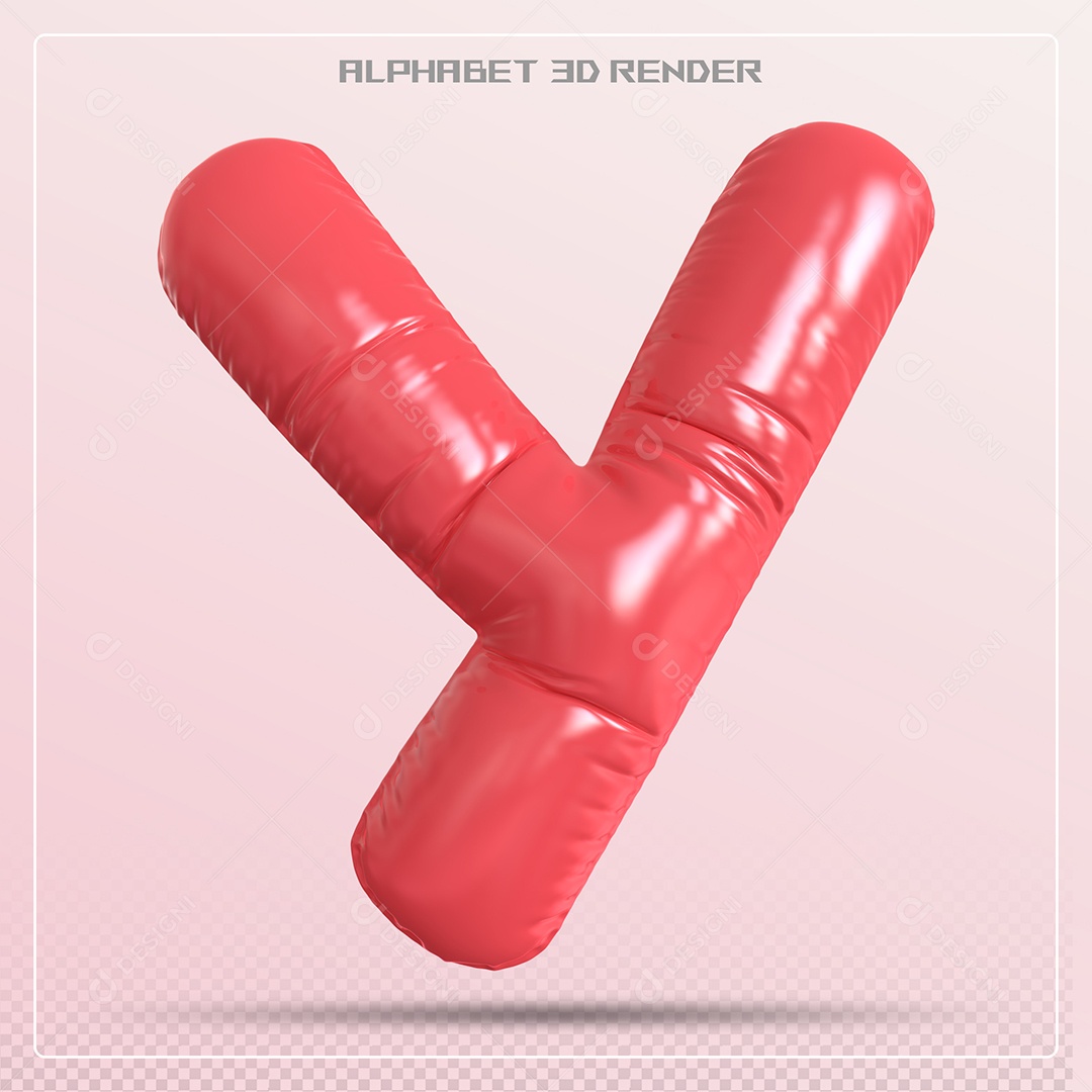 Balão Vermelho Letra Y Maiúscula Elemento 3D Para Composição PSD