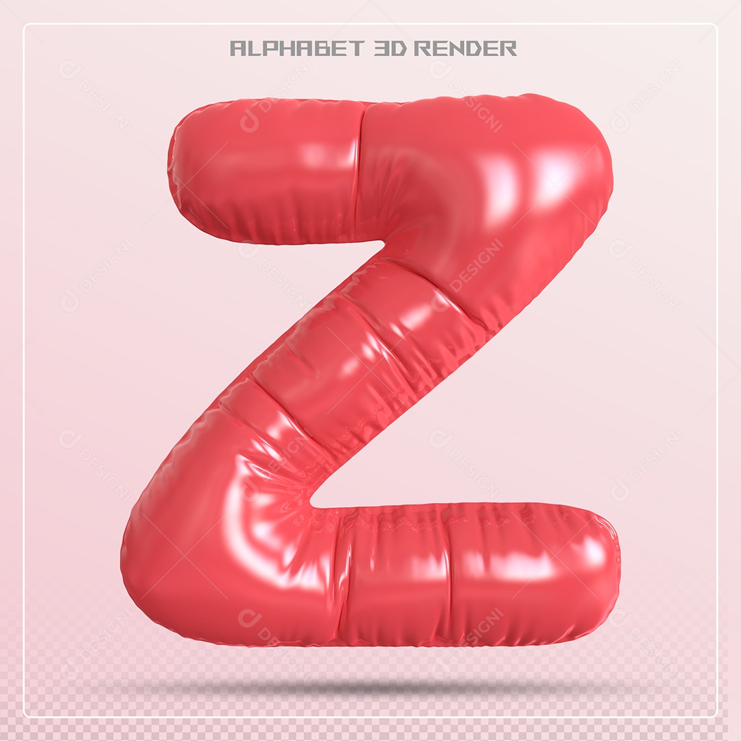 Balão Vermelho Letra Z Maiúscula Elemento 3D Para Composição PSD