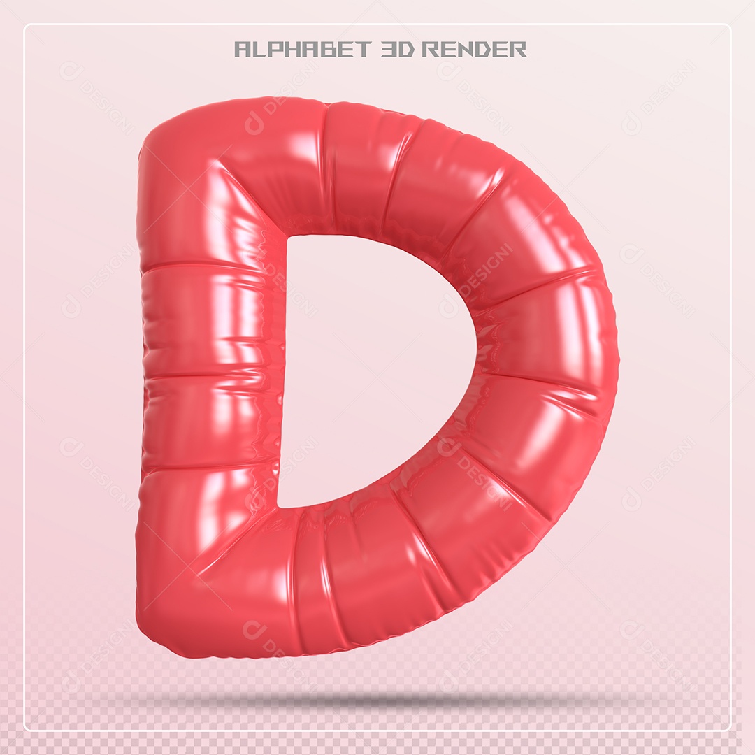 Balão Vermelho Letra D Maiúscula Elemento 3D Para Composição PSD