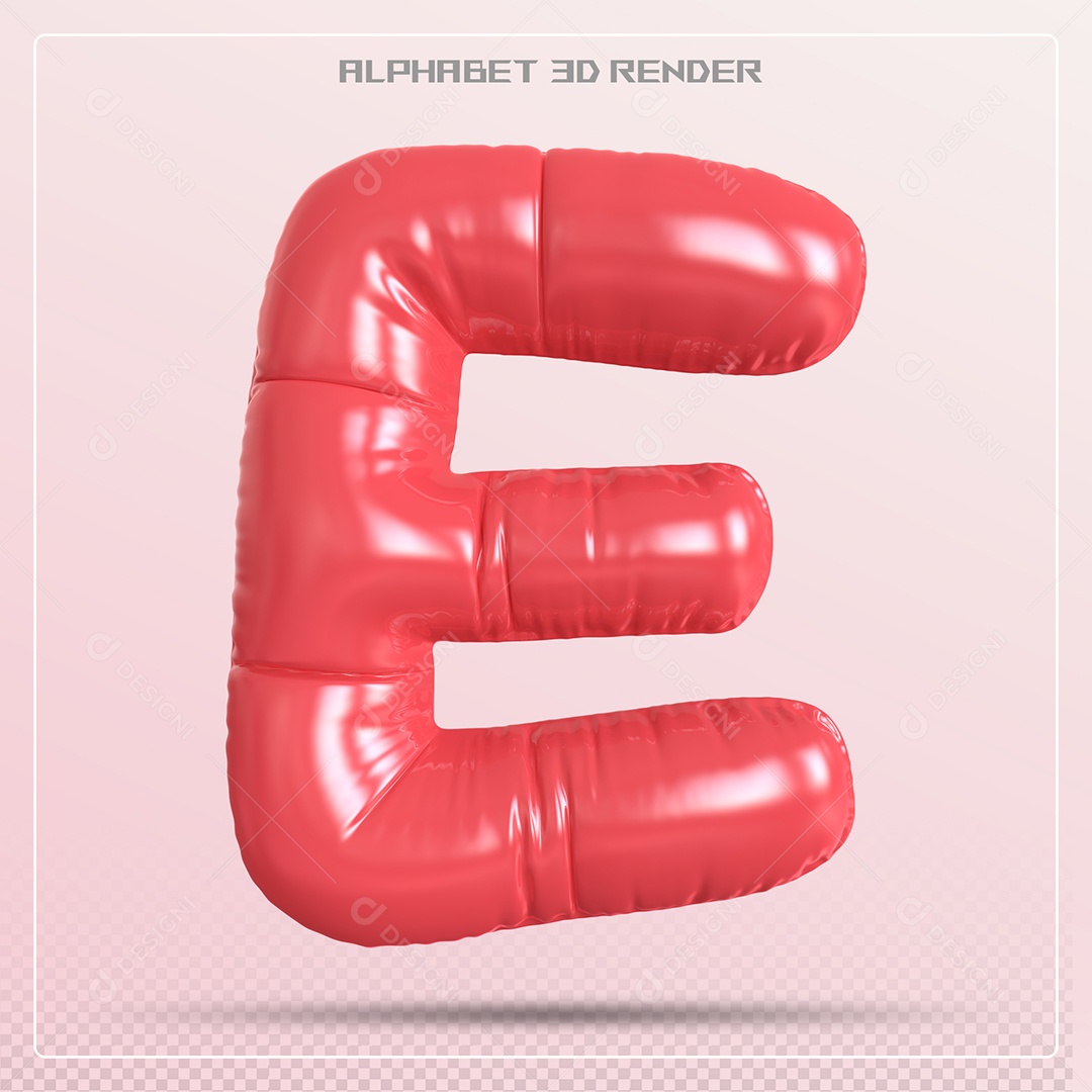 Balão Vermelho Letra E Maiúscula Elemento 3D Para Composição PSD