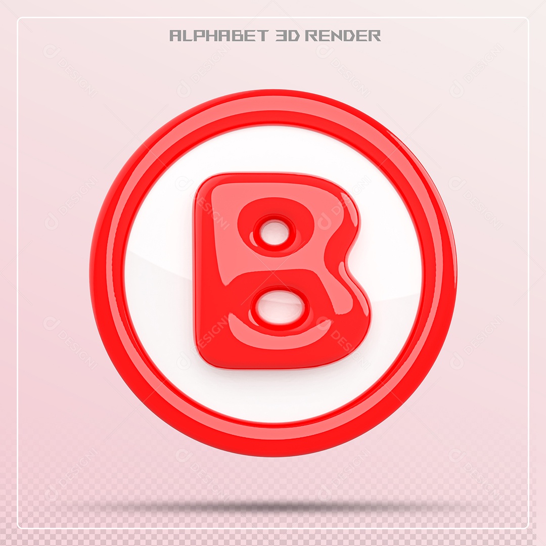 Letra B Maiúscula Vermelha Elemento 3D Para Composição PSD