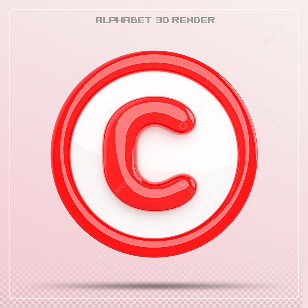 Letra C Maiúscula Vermelha Elemento 3D Para Composição PSD