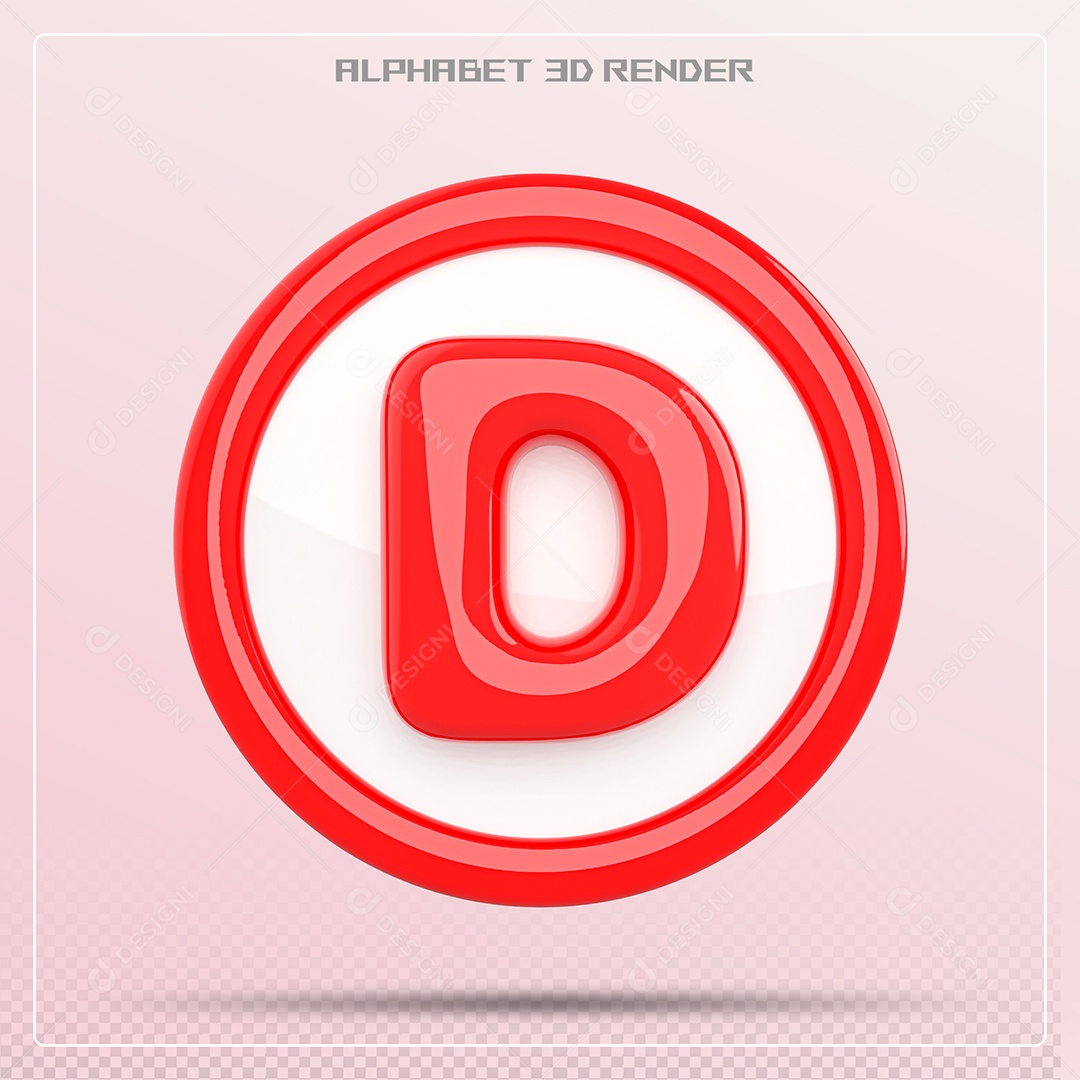 Letra D Maiúscula Vermelha Elemento 3D Para Composição PSD