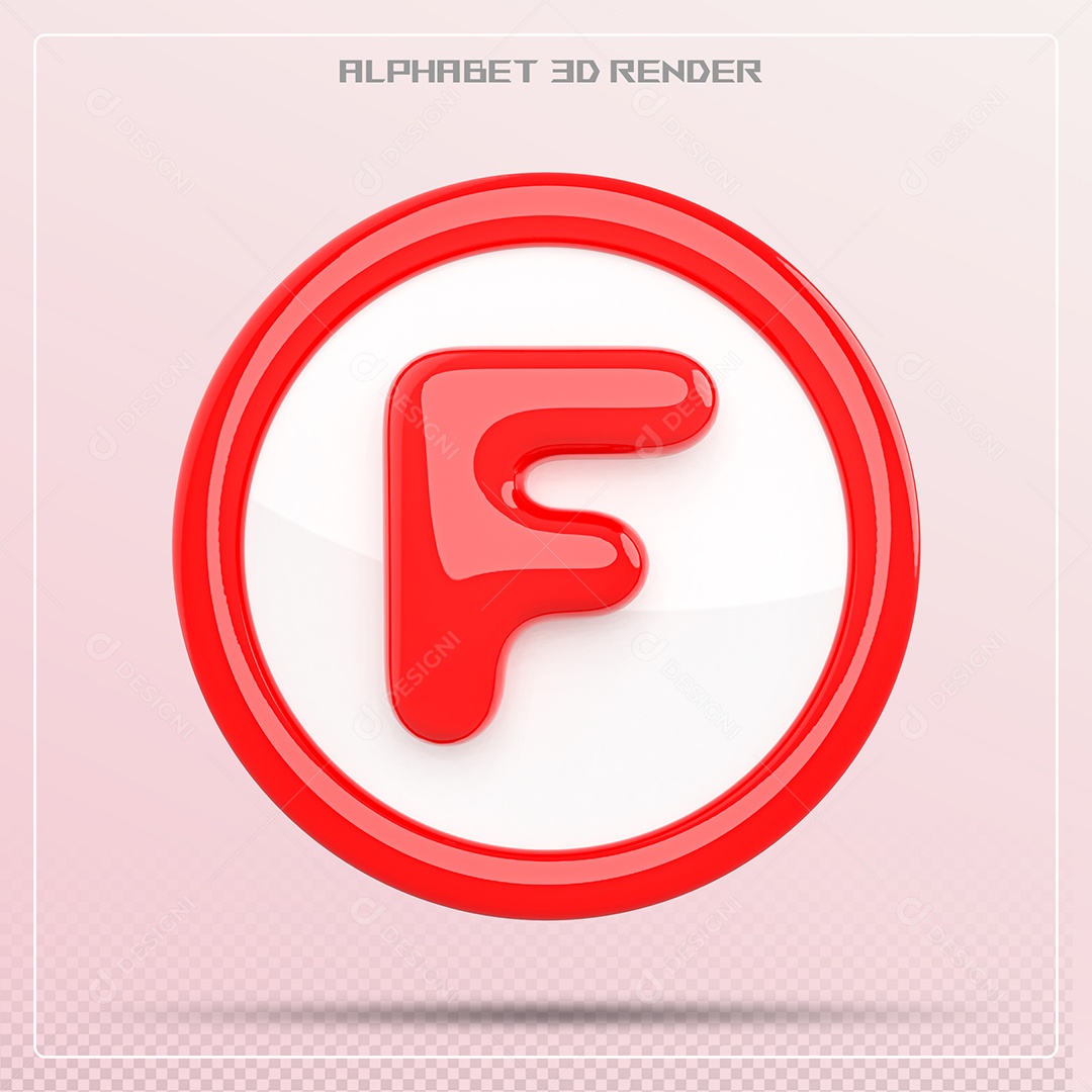 Letra F Maiúscula Vermelha Elemento 3D Para Composição PSD