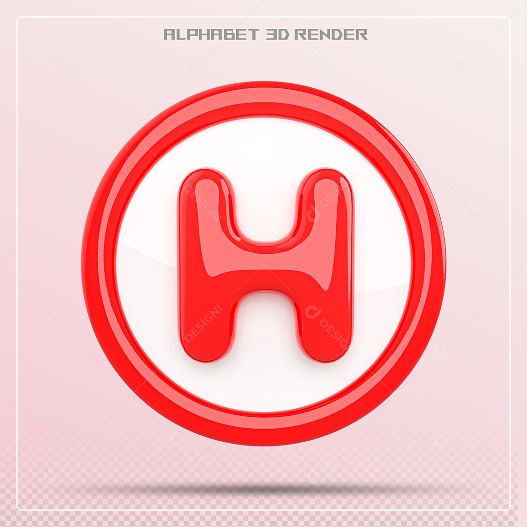 Letra H Maiúscula Vermelha Elemento 3D Para Composição PSD