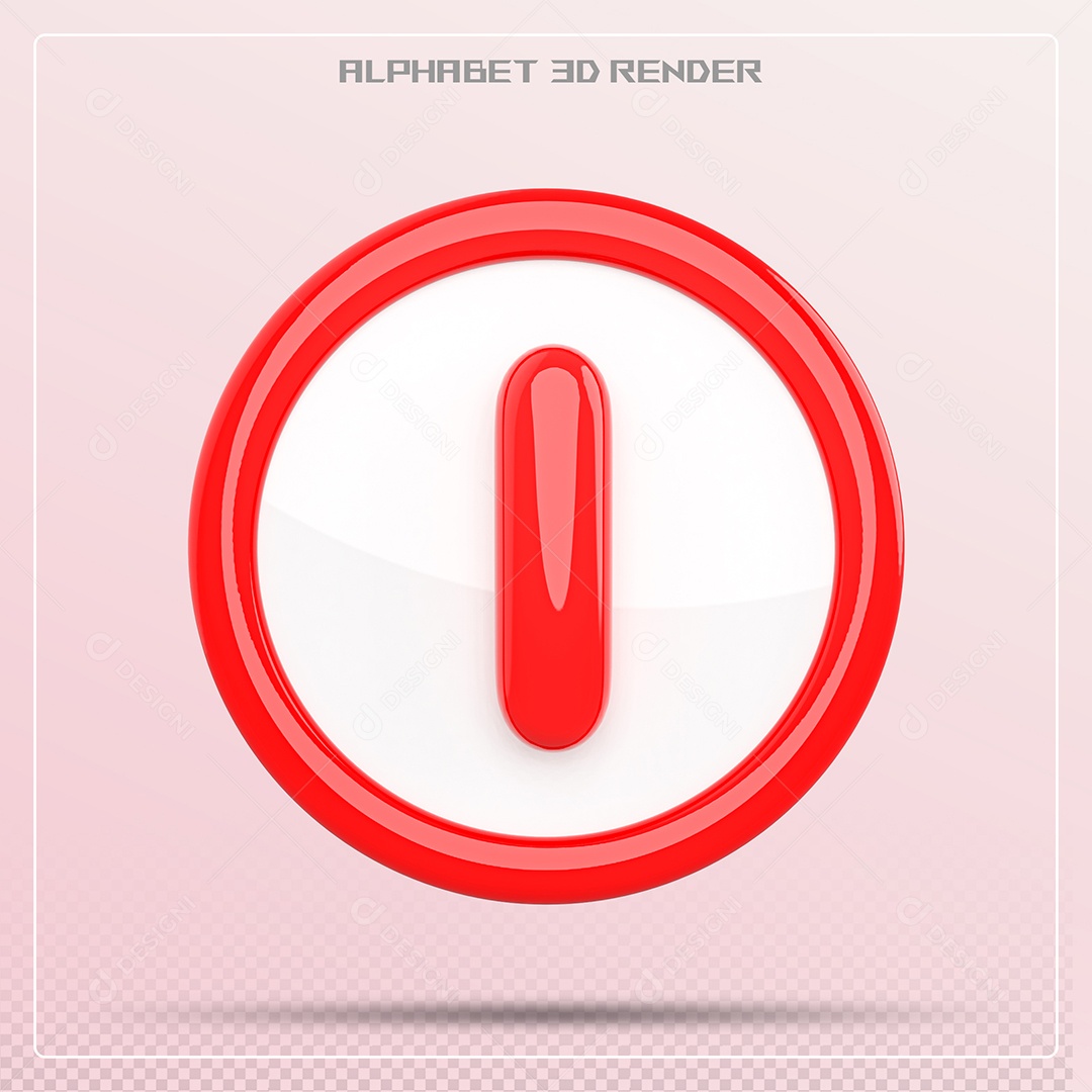Letra I Maiúscula Vermelha Elemento 3D Para Composição PSD