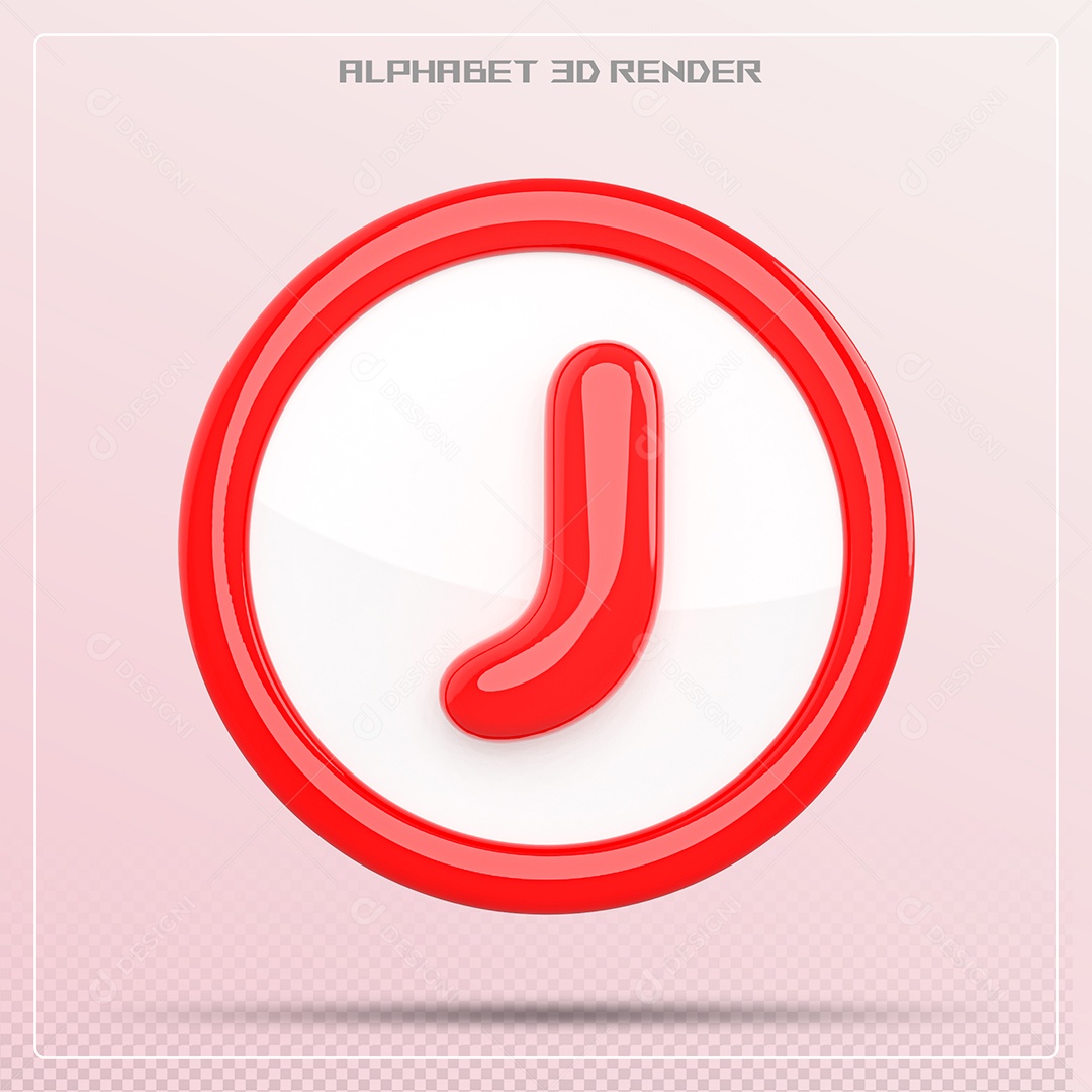 Letra J Maiúscula Vermelha Elemento 3D Para Composição PSD