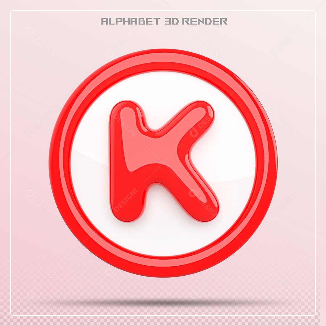 Letra K Maiúscula Vermelha Elemento 3D Para Composição PSD