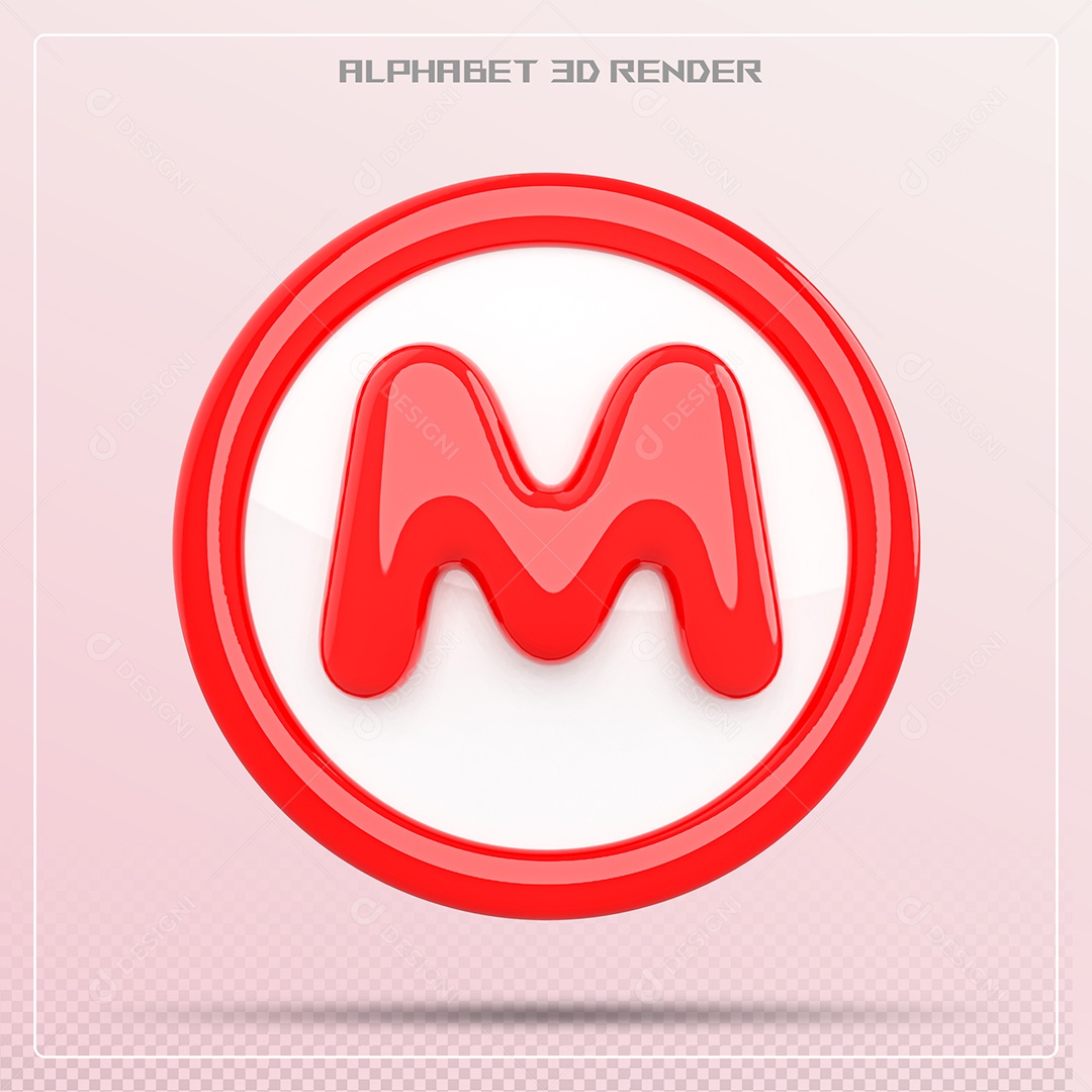 Letra M Maiúscula Vermelha Elemento 3D Para Composição PSD