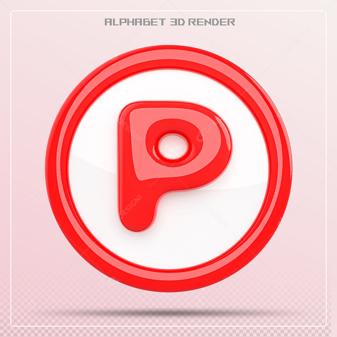 Letra P Maiúscula Vermelha Elemento 3D Para Composição PSD
