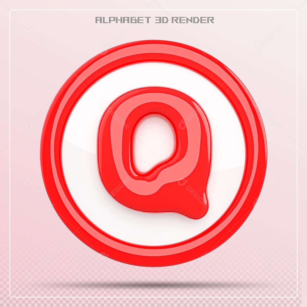 Letra Q Maiúscula Vermelha Elemento 3D Para Composição PSD