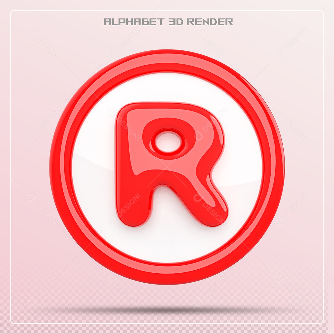 Letra R Maiúscula Vermelha Elemento 3D Para Composição PSD