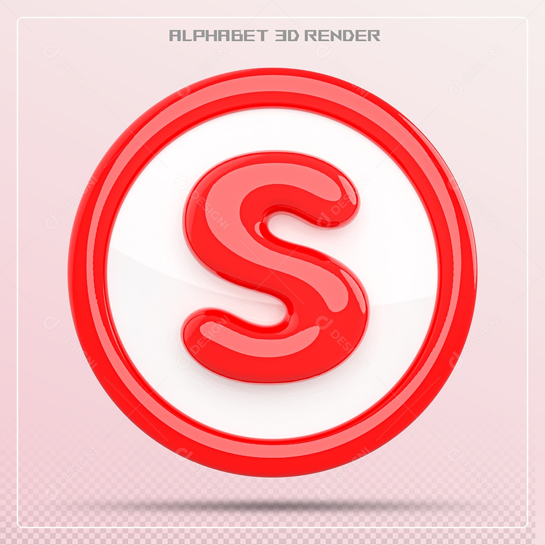 Letra S Maiúscula Vermelha Elemento 3D Para Composição PSD
