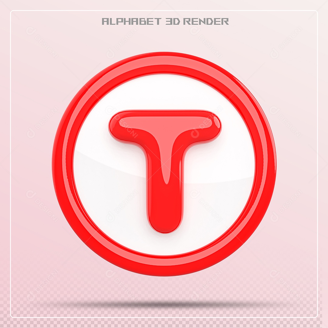 Letra T Maiúscula Vermelha Elemento 3D Para Composição PSD