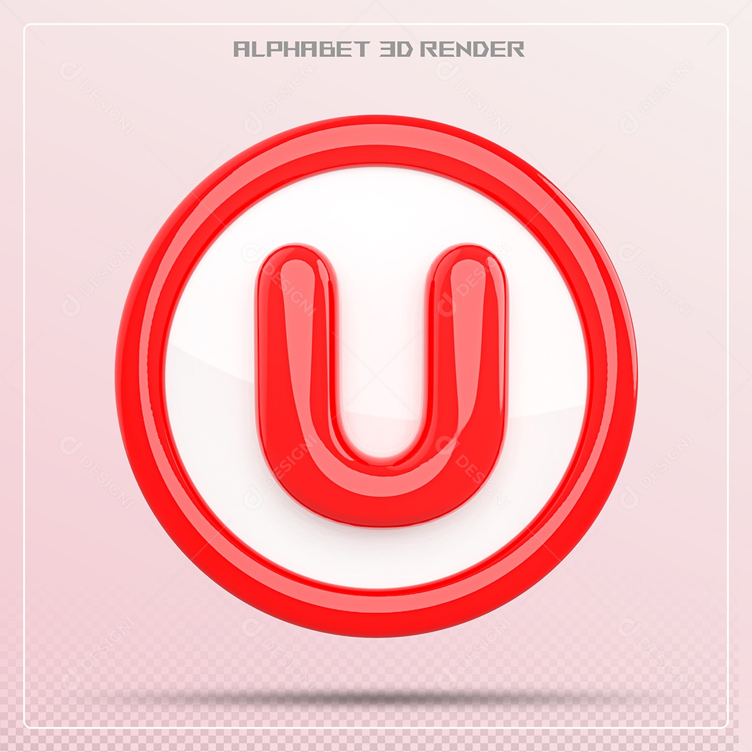 Letra U Maiúscula Vermelha Elemento 3D Para Composição PSD