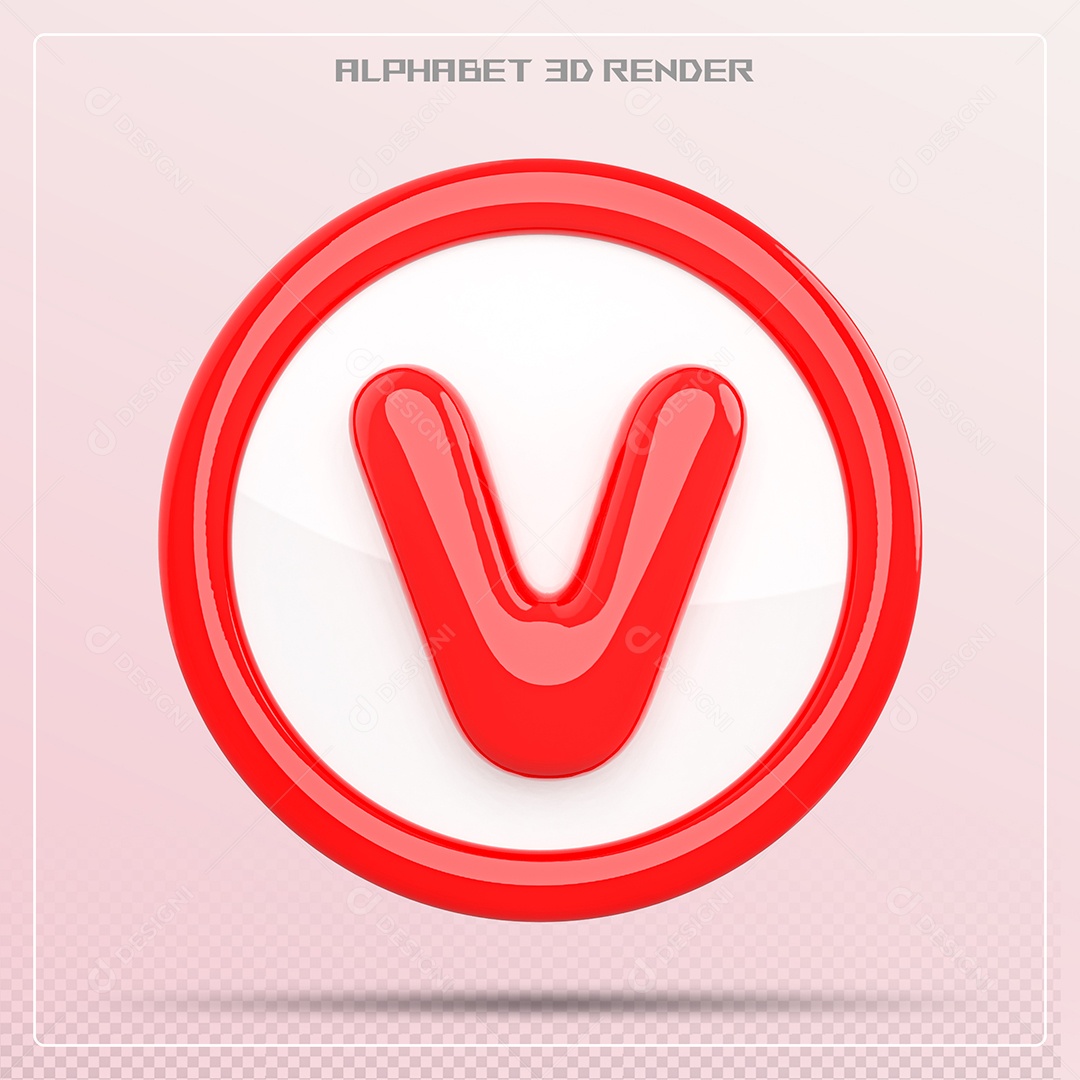 Letra V Maiúscula Vermelha Elemento 3D Para Composição PSD