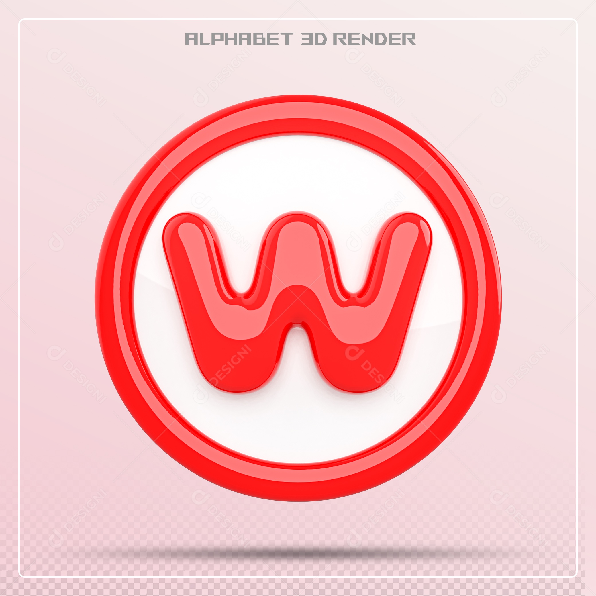 Letra W Maiúscula Vermelha Elemento 3D Para Composição PSD
