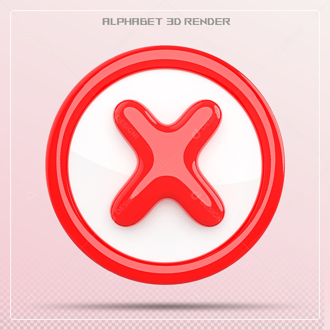 Letra X Maiúscula Vermelha Elemento 3D Para Composição PSD