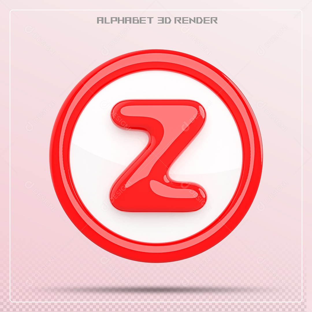 Letra Z Maiúscula Vermelha Elemento 3D Para Composição PSD