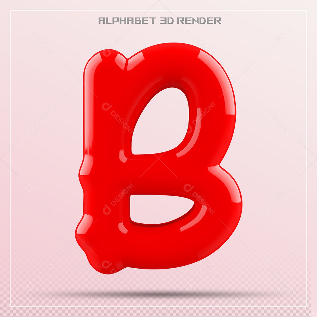 Letra Vermelha B Maiúscula Elemento 3D Para Composição PSD