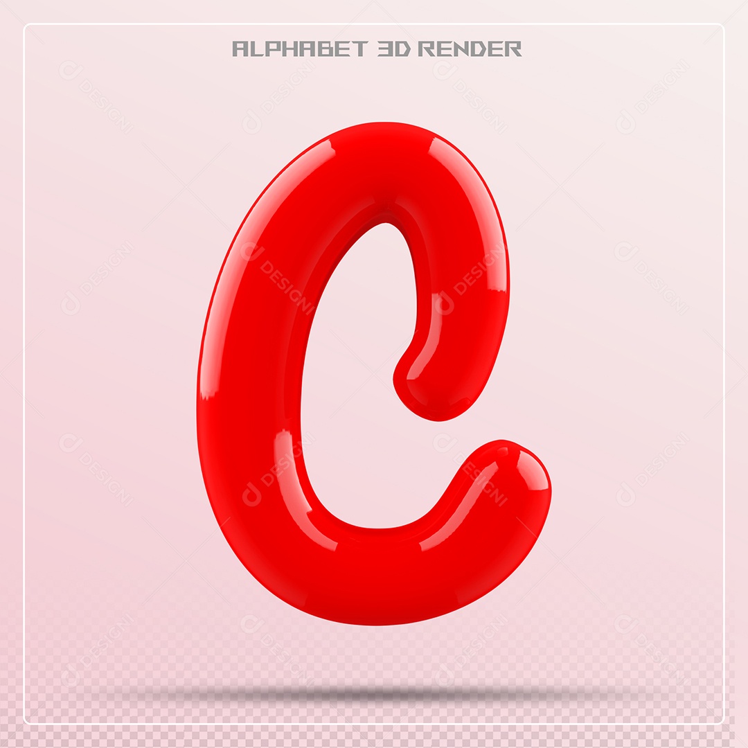 Letra Vermelha C Maiúscula Elemento 3D Para Composição PSD